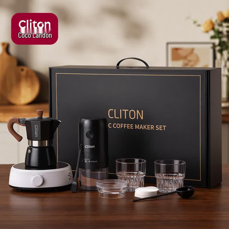 CLITON Electric Coffee Grinder  Pour-Over Set