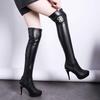 Over-knee Boots Women's 2025 New Side Zipper High Heels Sexy Thin Heel Pointed Boots Thin Leg Elastic Boots