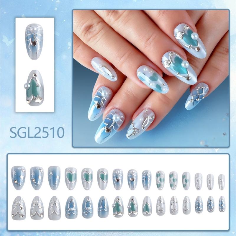 Long Lasting Shine Artificial Nail Pearls Accents False Nail Versatile for Daily Event Parties Comfortable Wear