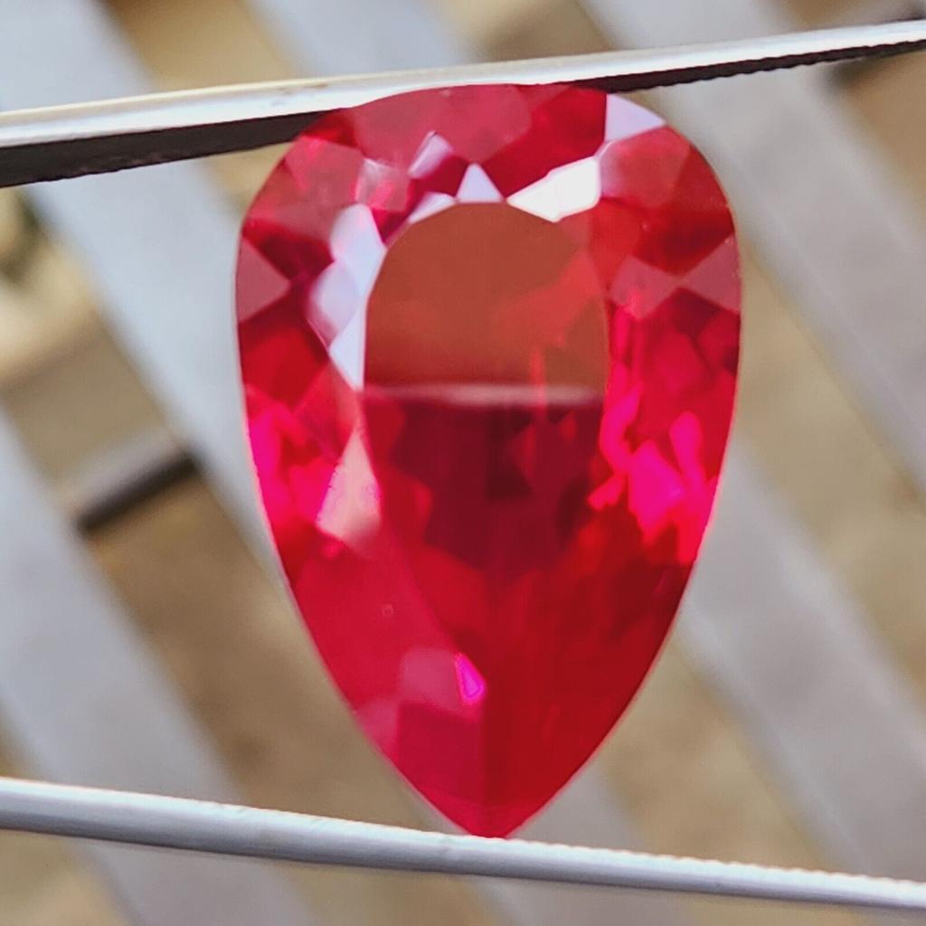 46 Ct Natural Mozambique Rich Red Ruby Pear Shape Certified Loose Gemstone