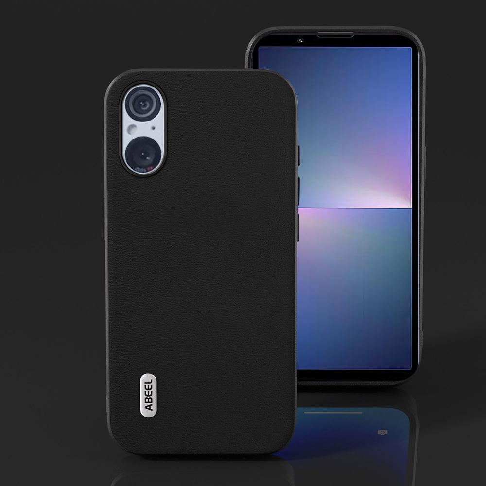 ABEEL For Sony Xperia 5 V Leather Coated TPU+PC Case Anti-drop Textured Phone Cover
