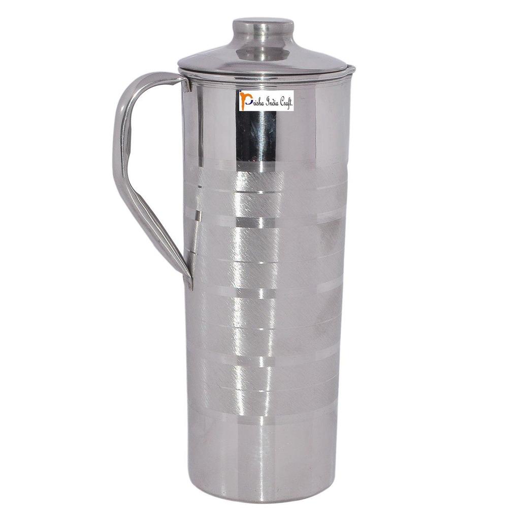 Prisha India Craft Stainless Steel Jug with Lid, Capacity 900 ML
