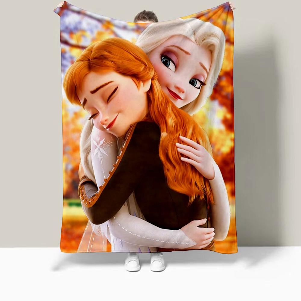 Frozen Elsa Cartoon Printed Blanket Oversized Bedding Sofa Soft Travel Warm Flannel Bedroom Blanket Children Girls Gift