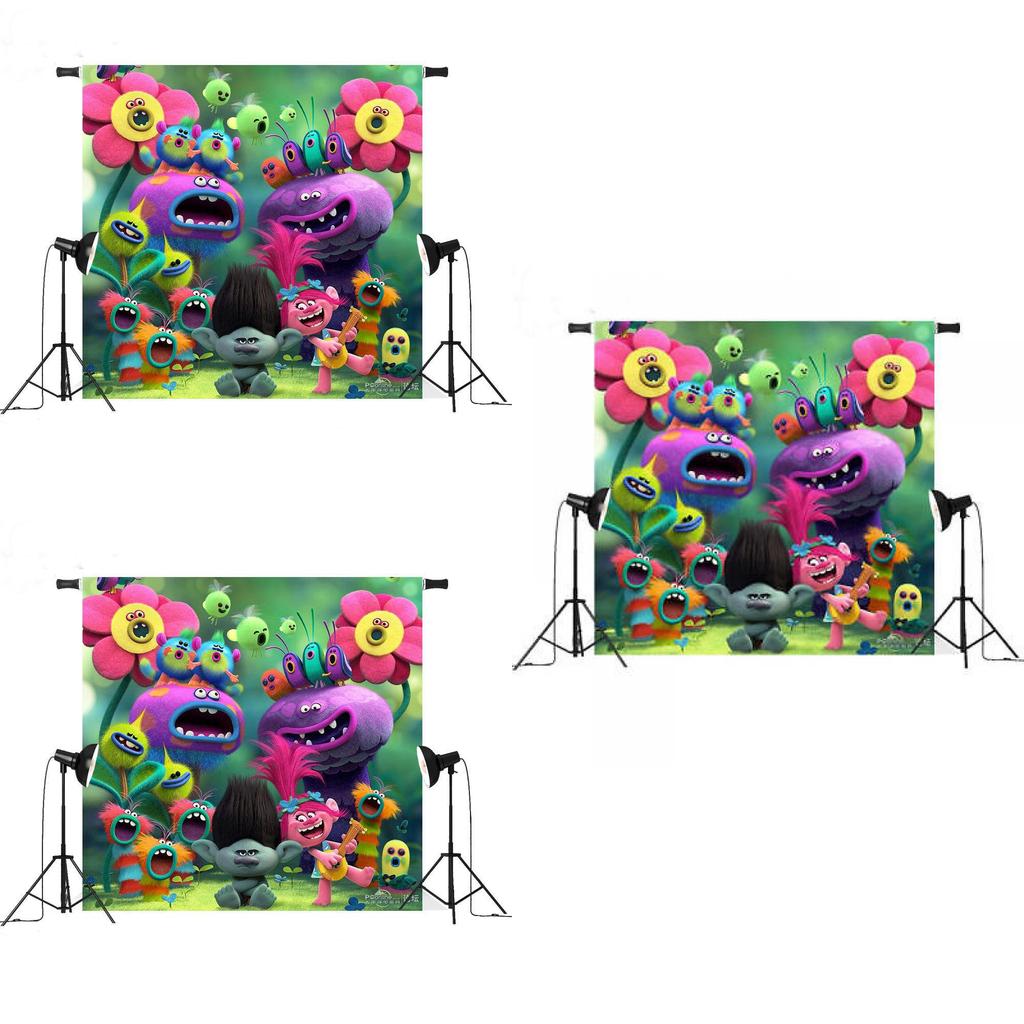 Trolls World Tour Christmas Photography Backdrop For Kids Photo Studio Creative Decor