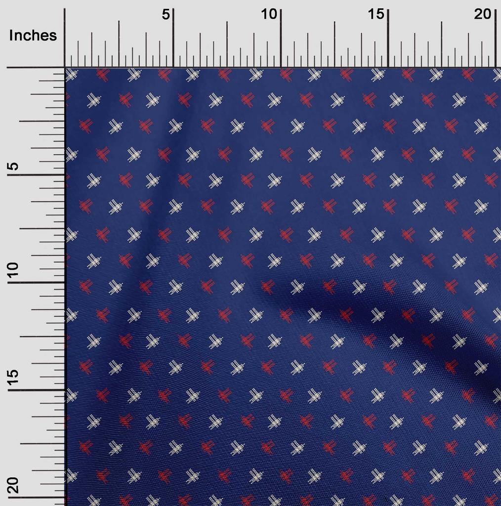 oneOone Cotton Flex Fabric Hash Sign Kasuri Print Fabric BTY 40 Inch Wide