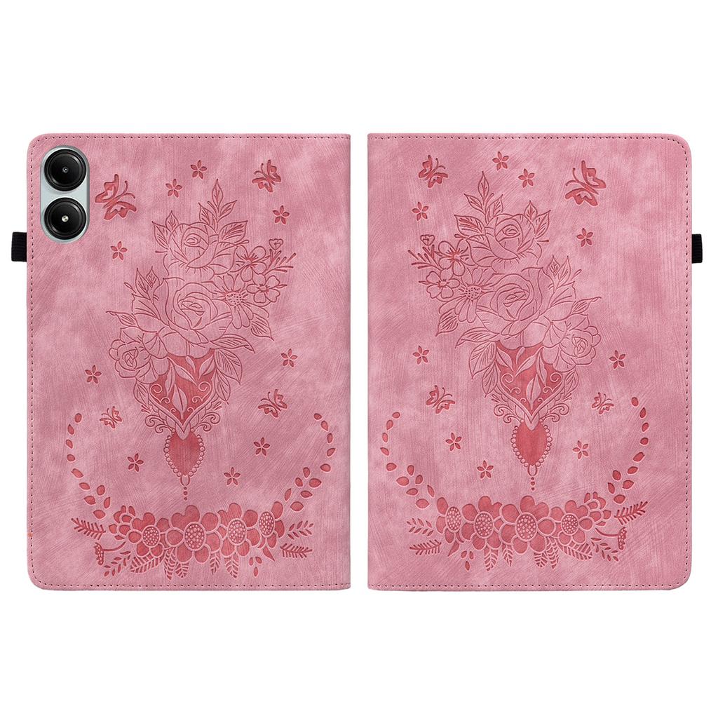 For Xiaomi Redmi Pad Pro/Redmi Pad Pro 5G/Poco Pad Case Rose Flower Leather Protective Cover with Card Holder