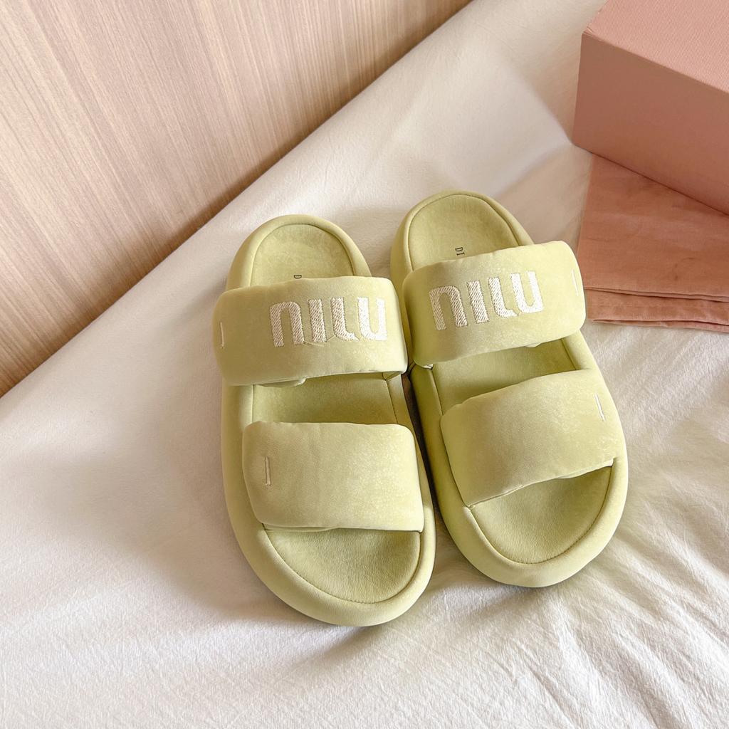 Continuous drag~ stepping on shit thick-soled slippers for women to wear 2025 summer new Velcro beach bread cool slippers