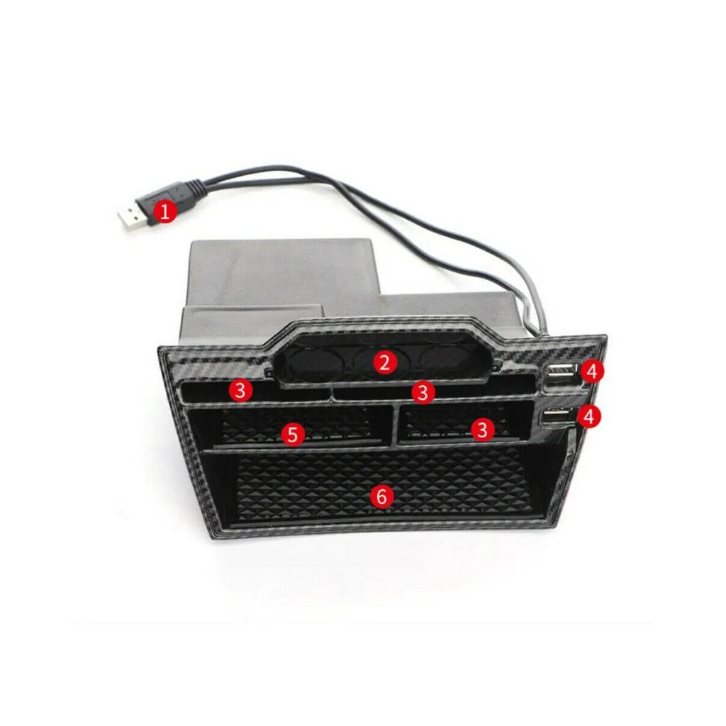 For 2016- Honda Civic Car Accessories Interior Carbon Fiber Console Storage Box With USB Port