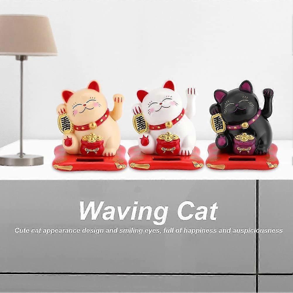Glücksbringer Willkommenskatze Solar Niedliche Katzen Dekoration Haus Dekoration Auto Dekoration (schwarz) - DD01