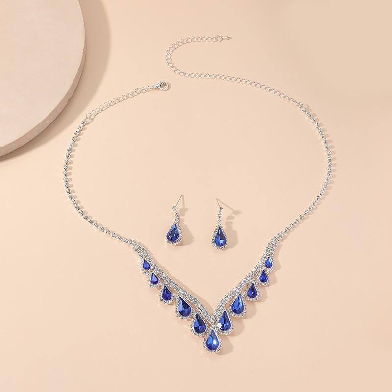 Elegant Sapphire Bridal Set: Evening Dress Accessories – Women's Necklace & Earrings