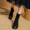 Fashion 2025 NEW Autumn Women Boots Stretch Fabric Shoes for Women Round Toe Chunky Heel Boots for Women Black Platform Boots Brown
