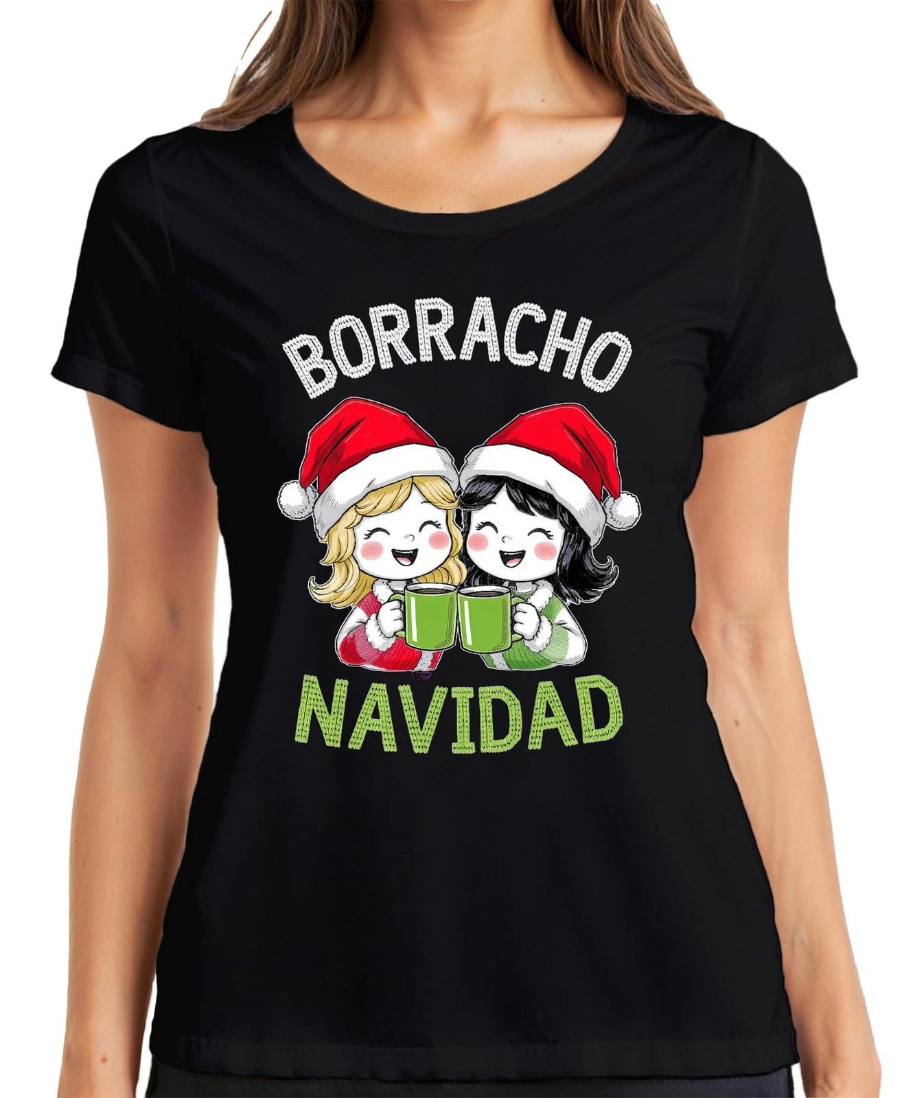 BORRACHO NAVIDAD lustig Weihnachten Weihnachtsfeier Geschenk Part Damen T-Shirt L