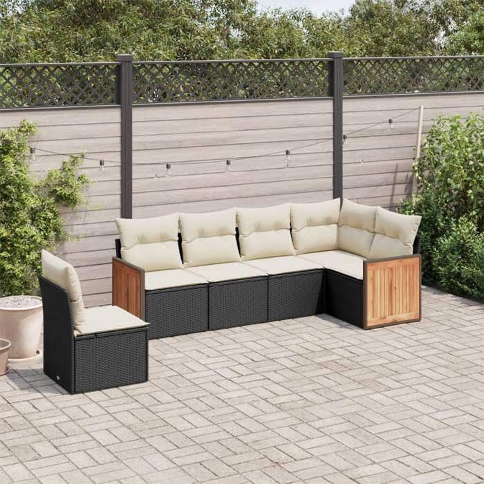 VidaXL Garden Lounge Set with Cushions 6 Pcs, Patio Sofas, Patio Furniture Set, Outdoor Furniture, Black 3260096