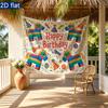 Pinata Party Banner, Colorful Polyester Fabric Backdrop for Home Room Wall Decor and Props