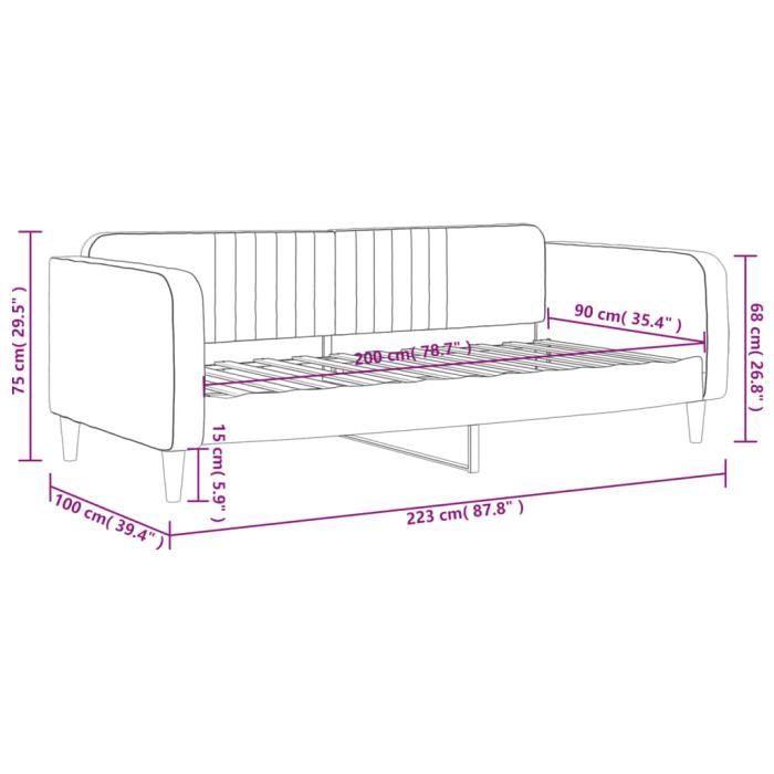 VidaXL Lit de repos rose 90x200 cm velours 354089