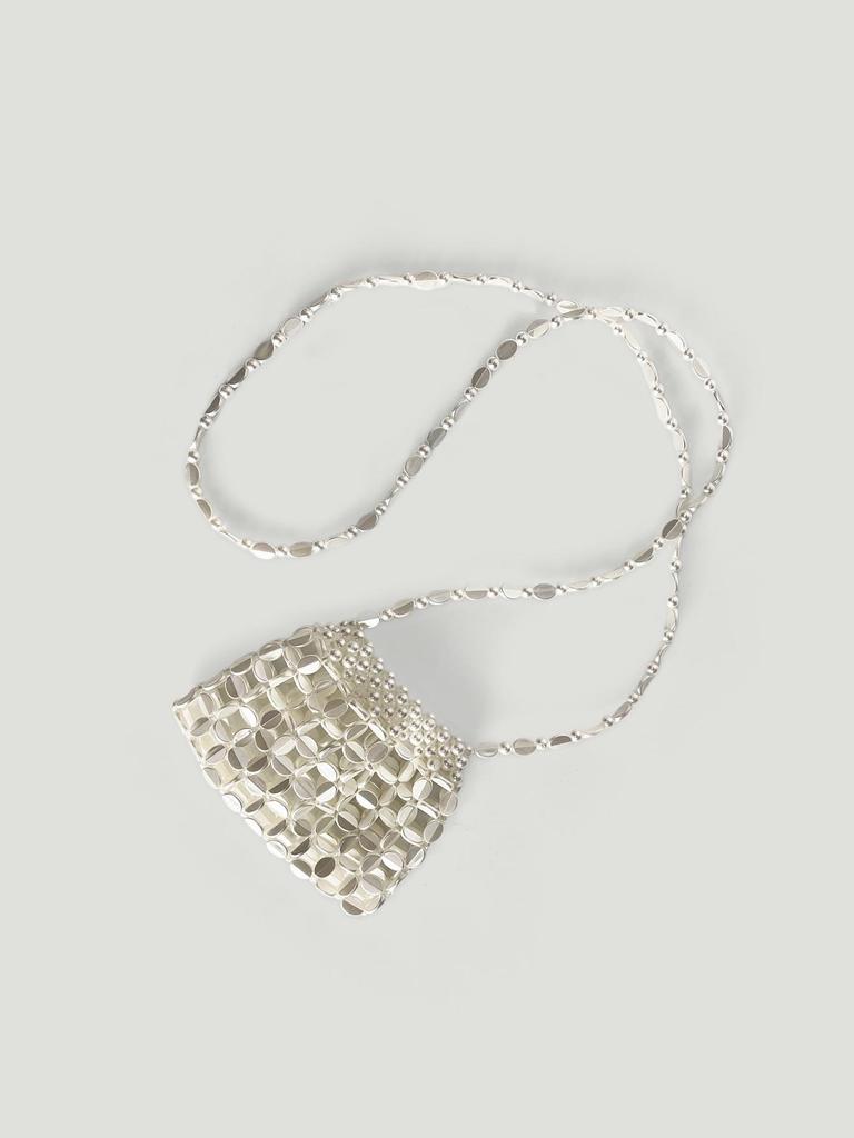 Retro Hand-Woven Sequin Beaded Shoulder Bag - Versatile Acrylic Phone Bag