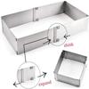Square Adjustable Cake Mold Rust-proof DIY Stainless Steel Baking Mould Non-stick Stretchable Mousse Cake Ring Chocolate