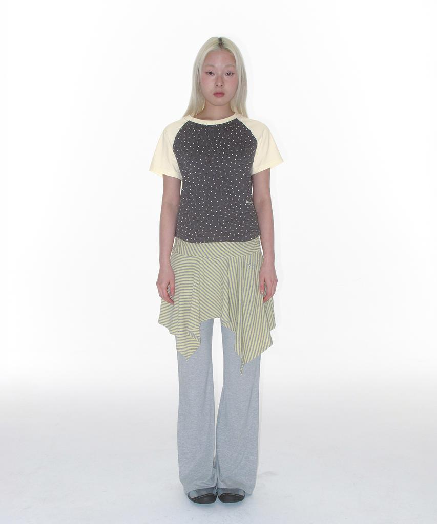 AMES-WORLDWIDE Unbalance Layered Skirt Pants Yellow