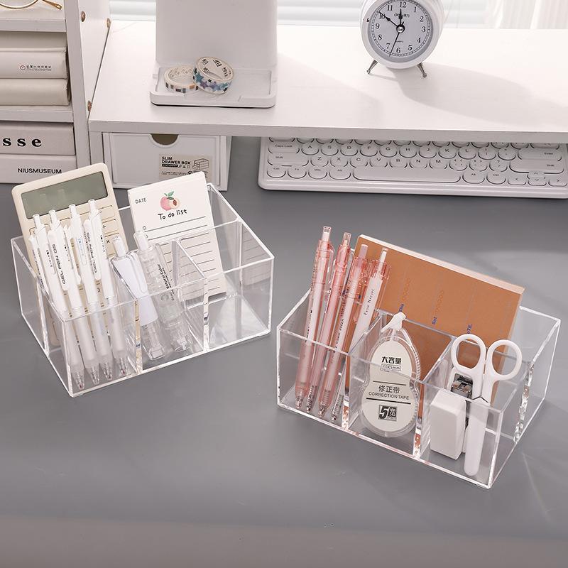 Transparent Acrylic Storage Box Office Student Desktop High-value Large-capacity Pen Holder Multi-function Pen Storage Room