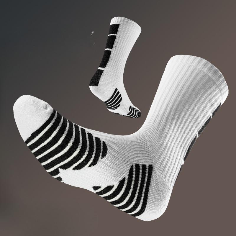 Socks, Sports Basketball Socks, Men's Thickened Towel Bottom Medium Long Striped Socks