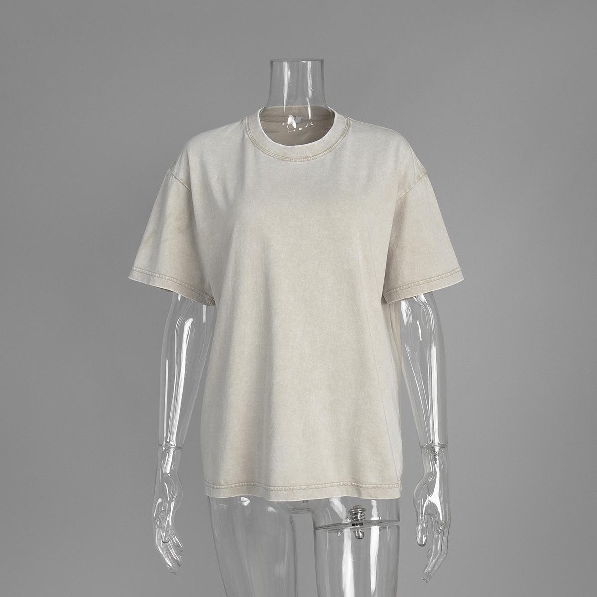 

Футболки с коротким рукавом, выстиранные и поношенные для летнего отдыха, с круглым вырезом, выстиранные и отшлифованные женские футболки XXL абрикосовый