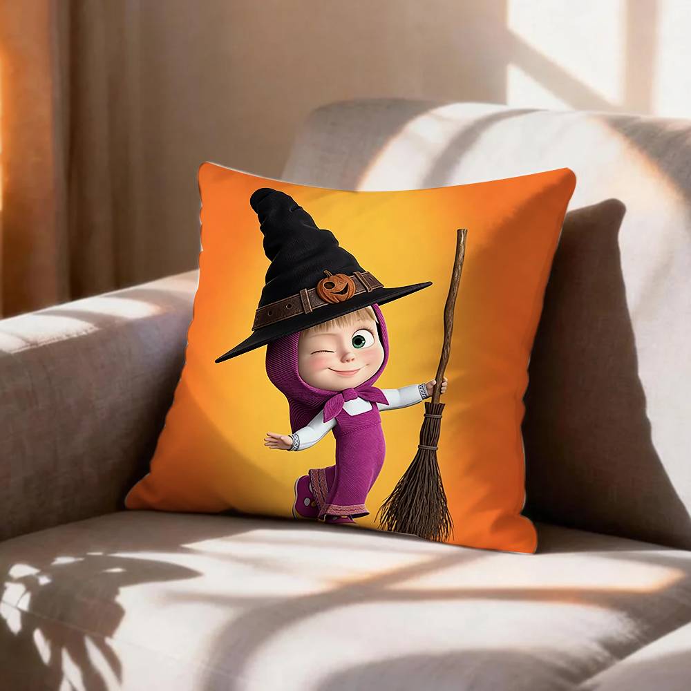 CUTE MMasha And BBears Pillow Case Pattern Printed Pillowcase For Living Room Sofa Cushion Cover