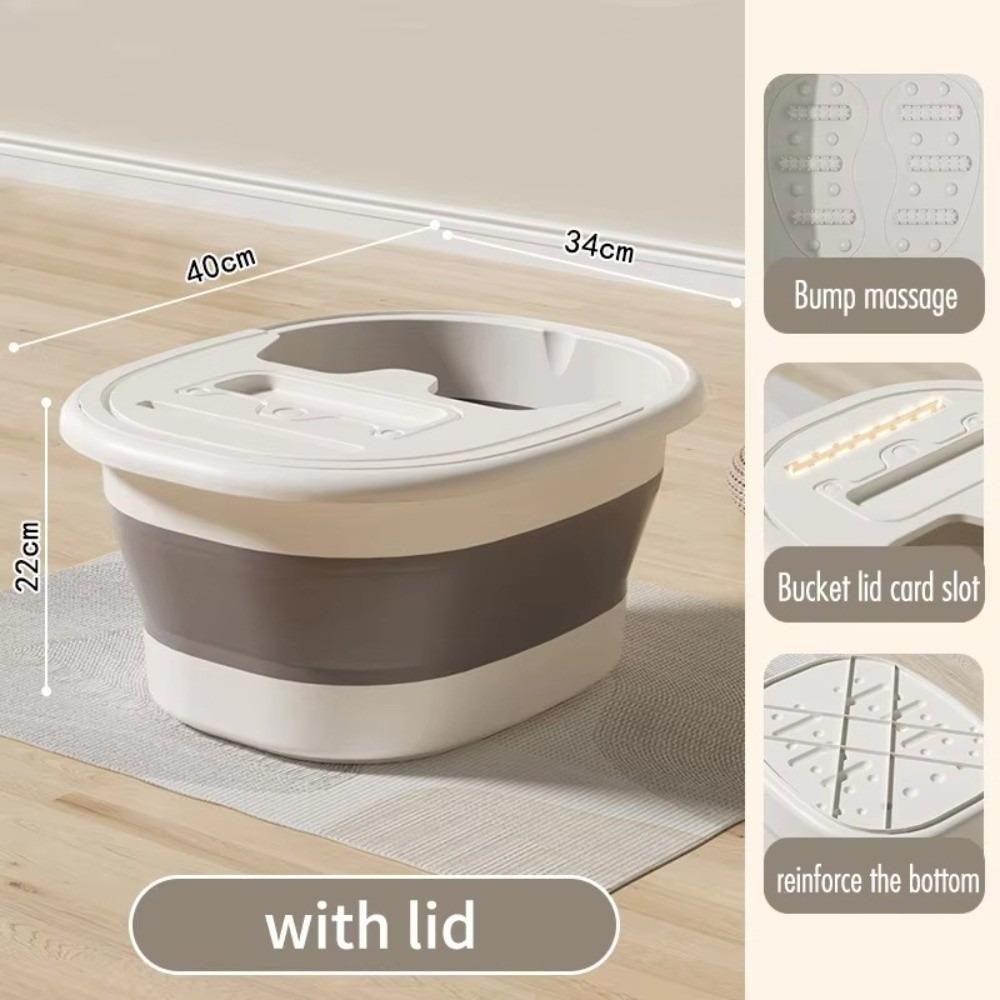 

Portable Foldable Foot Bath Tub Square with Lid Foot Wash Basin Plastic Space-saving Design Adult Bathtub Bathroom Accessories серый