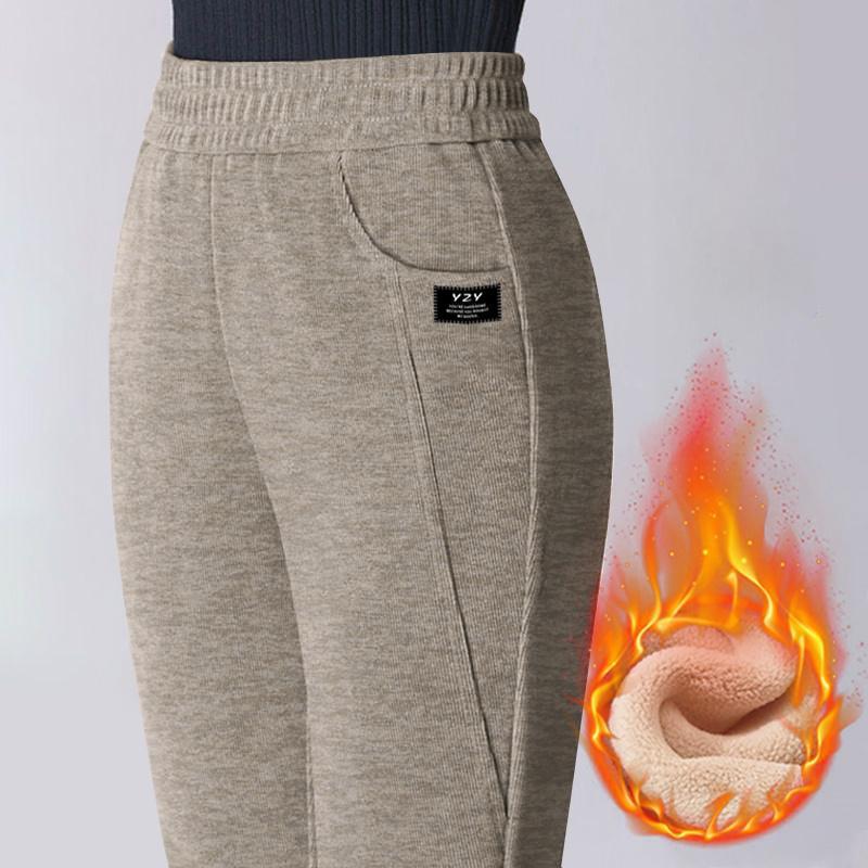 Women's Stylish Straight-Leg Fleece-Lined Pants, 2026 Autumn/Winter Collection - Eight-Tenths Length for Outdoor Wear.