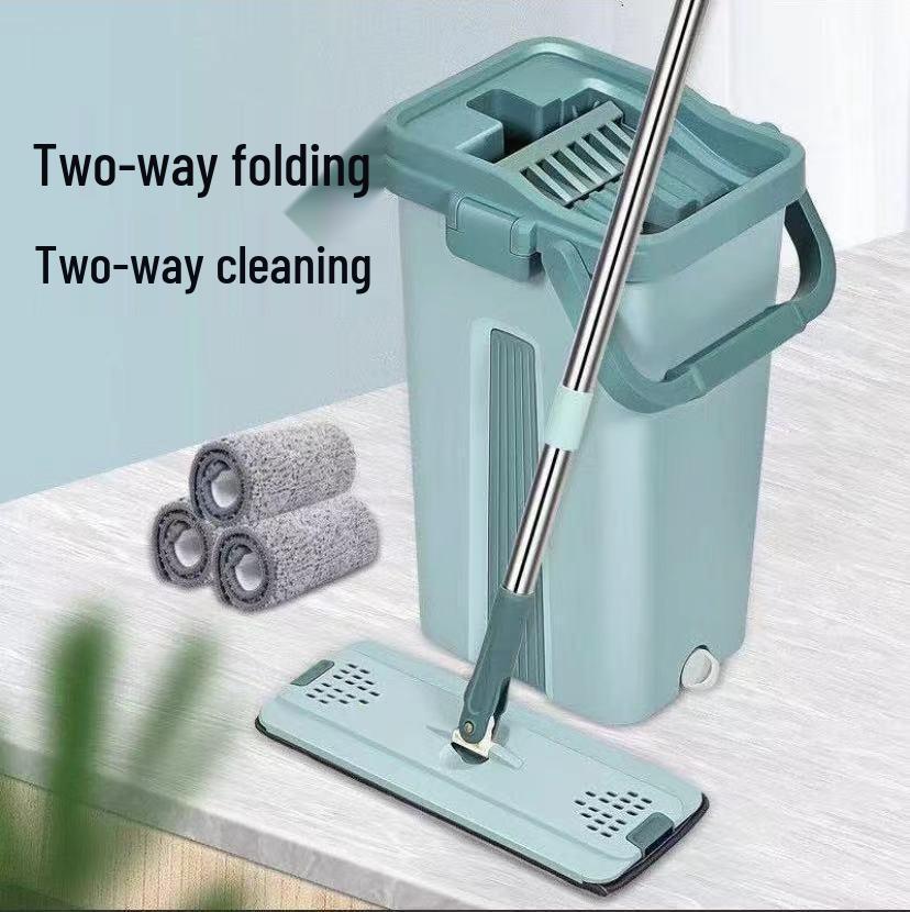 Hands-Free Flat Mop with Easy Clean Bucket