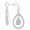 Jewelco London 9ct White Gold Round 0.28ct Diamond Teardrop Drop Earrings