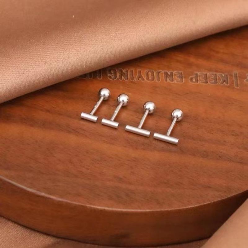 Ear Piercing One-word Earrings Screw-buckle Female Students Simple and Versatile Ear Bone Nail Earrings