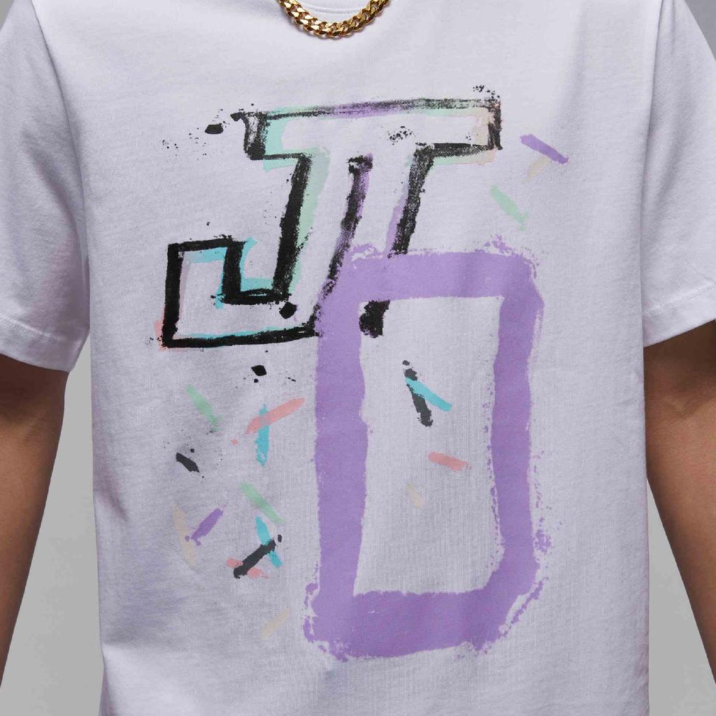 Jordan Alphabet-Print Rundhals Lässig Locker Kurzarm T-Shirt Herren Tops Weiß HF3948-100