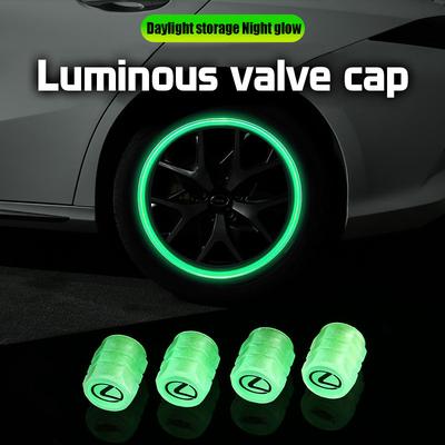 4Pcs Car Luminous Tire Valve Caps Tyre Fluorescent Accessories For CT200h UX IS200 UX250h IS460 RX RX450h IS250 NX NX300h RH8