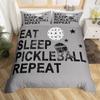 Pickleball Duvet Cover Full Size Ball Sports Gaming Bedding Set Yellow White Quotes Comforter Cover Black Microfiber Quilt Cover