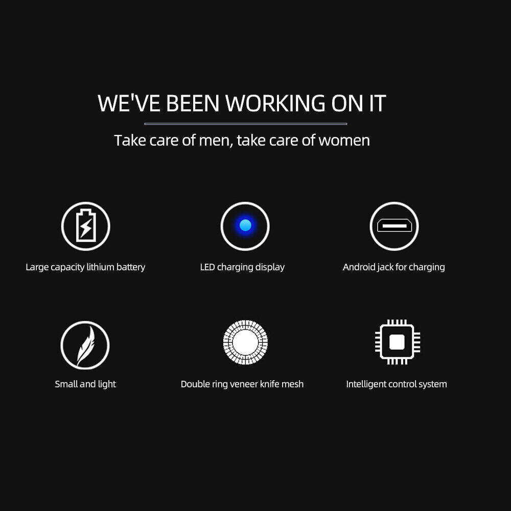 USB Rechargeable Electric Shaver Stainless Steel Shaving Machine Men 3D Floating Blade Razor Washable Razor Travel Shaver