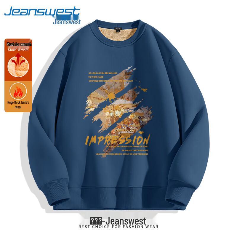 

Мужской свитшот Jeanswest в стиле Гонконга с круглым вырезом и подкладкой из овечьей шерсти M