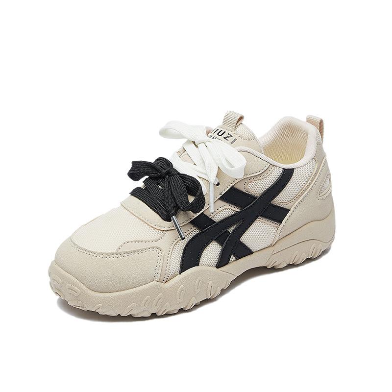 Silver German Training Shoes Women's Inner Height Increase Lace Pearl Spring and Summer Small Mesh Casual Sports Forrest Gump Shoes