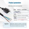 Certified Pure Copper AC Power Cord with US Standard Plug and Single Head Bare Wire