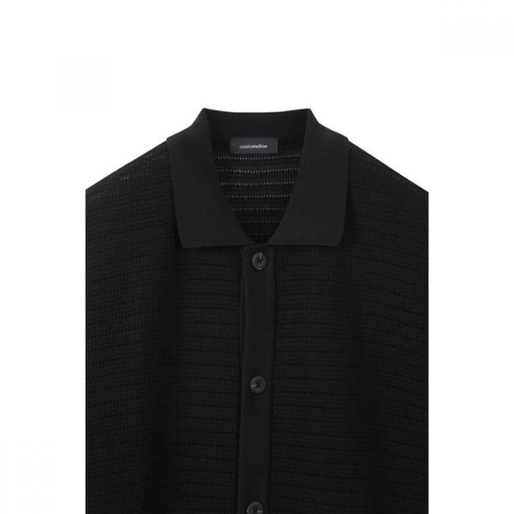 Customellow Black Mesh Half Sleeve Cardigan Black Cwwam25312bkx