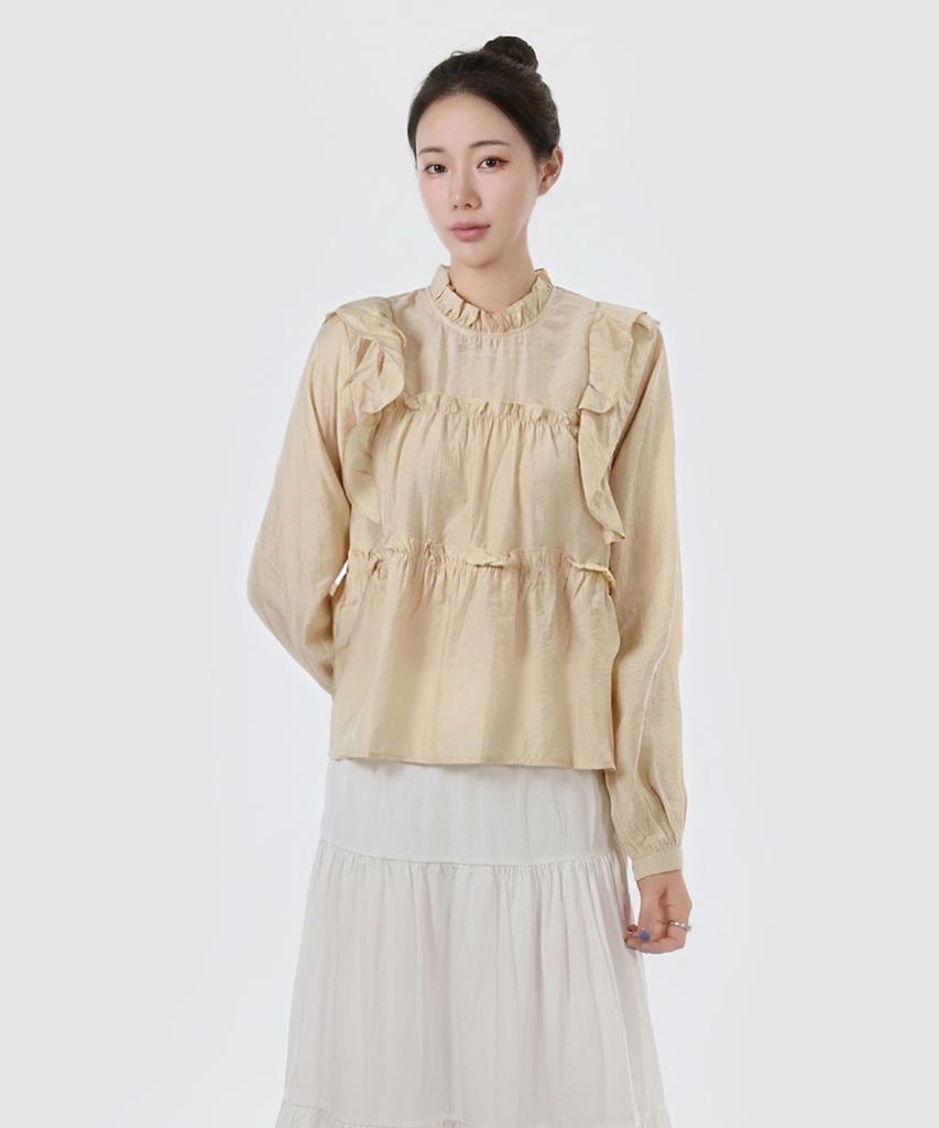 Keulleiseu Sophia Frill Blouse_Brown