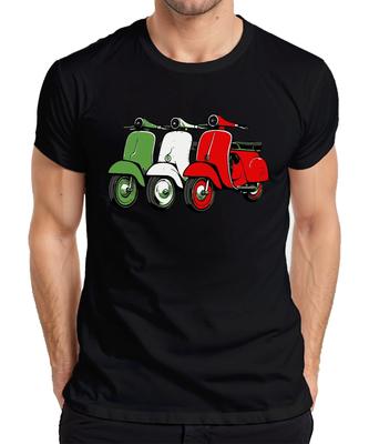 Itálie Retro Skútr Vlajka Skútr Vintage Styl Vespa Životní Styl Pánské Tričko-