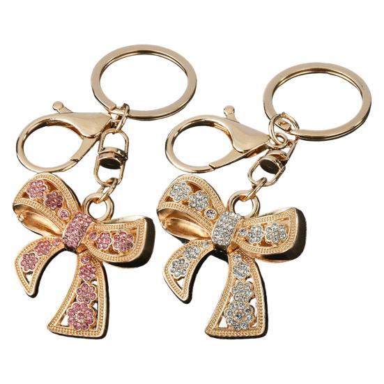 Rhinestone Bow Keychain with Rotating Lobster Clasp for Women Girls Sparkling Bow Keychain Bag Charm for Birthday Mother's Day