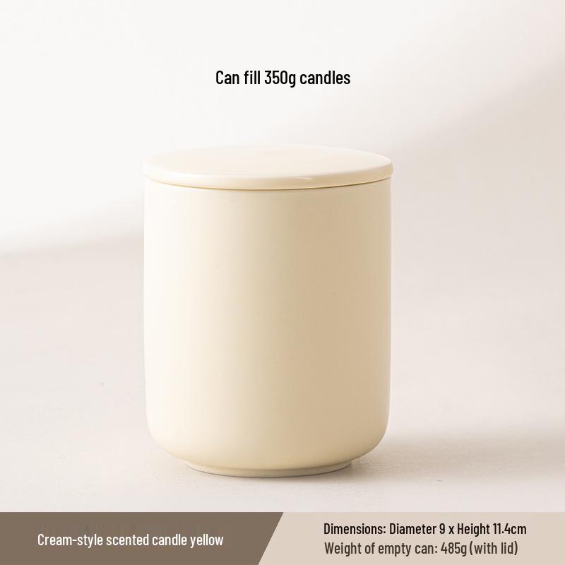 Nordic Aroma Matte Ceramic Candle - Soy Wax, Cylindrical Fragrance Diffuser Empty Yellow Cup