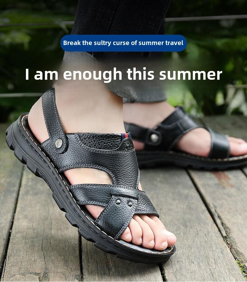 Lässige Strandsandalen aus Leder für Herren: Neue bequeme Outdoor-Schuhe aus echtem Leder mit doppeltem Verwendungszweck