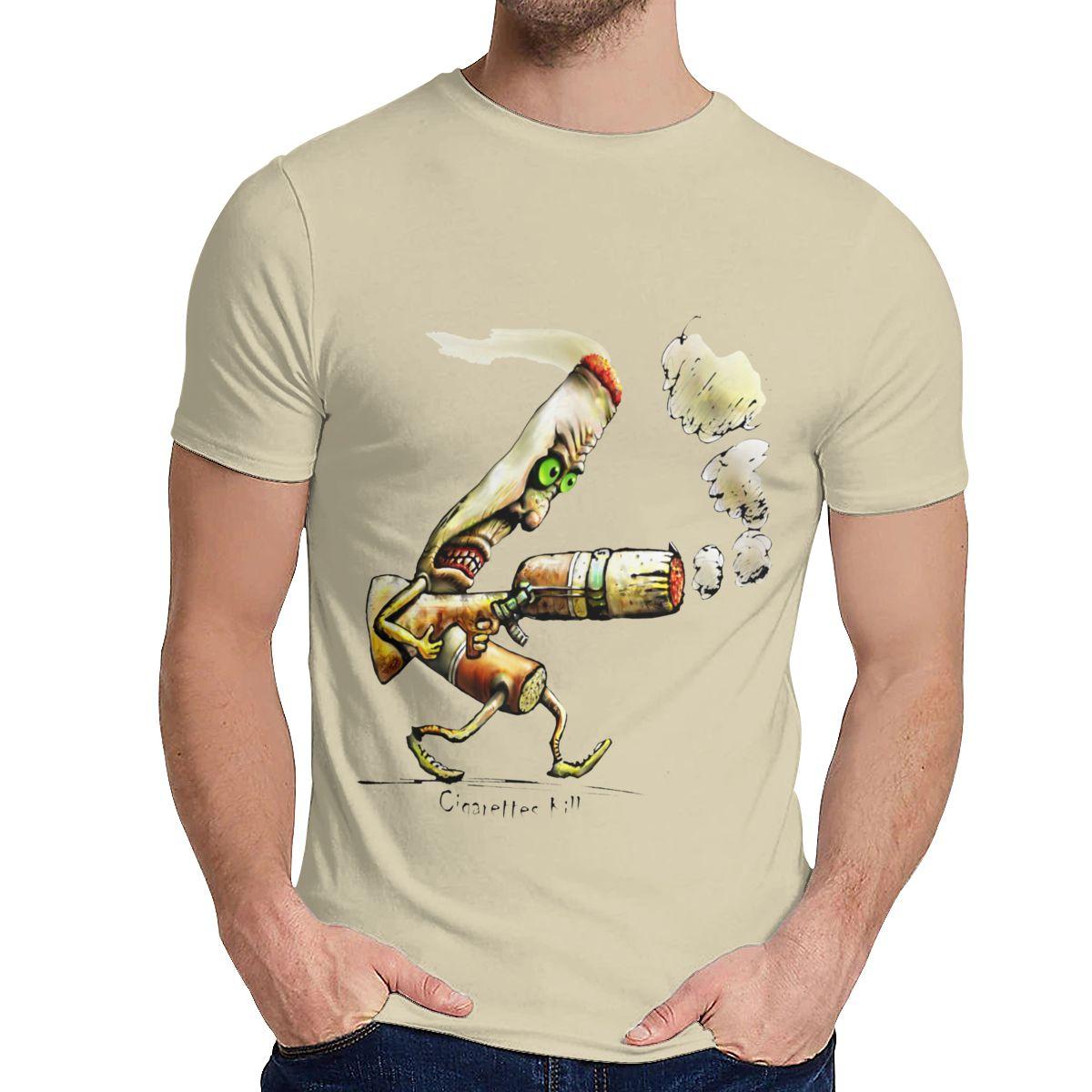 Streetwear Cigarettes Kill T Shirt Men Crazy Organic Cotton Camiseta Crewneck 2XL