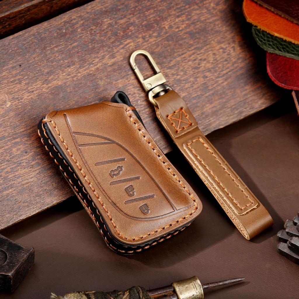 3/4 Bottons Genuine Leather Auto Key Fob Cover Case Fit For Lexus Nx Is Rx Es Gx Lx Ls Ux Gs 200 260 300 350 Nx200 Nx300 Rx350 Es300 Auto