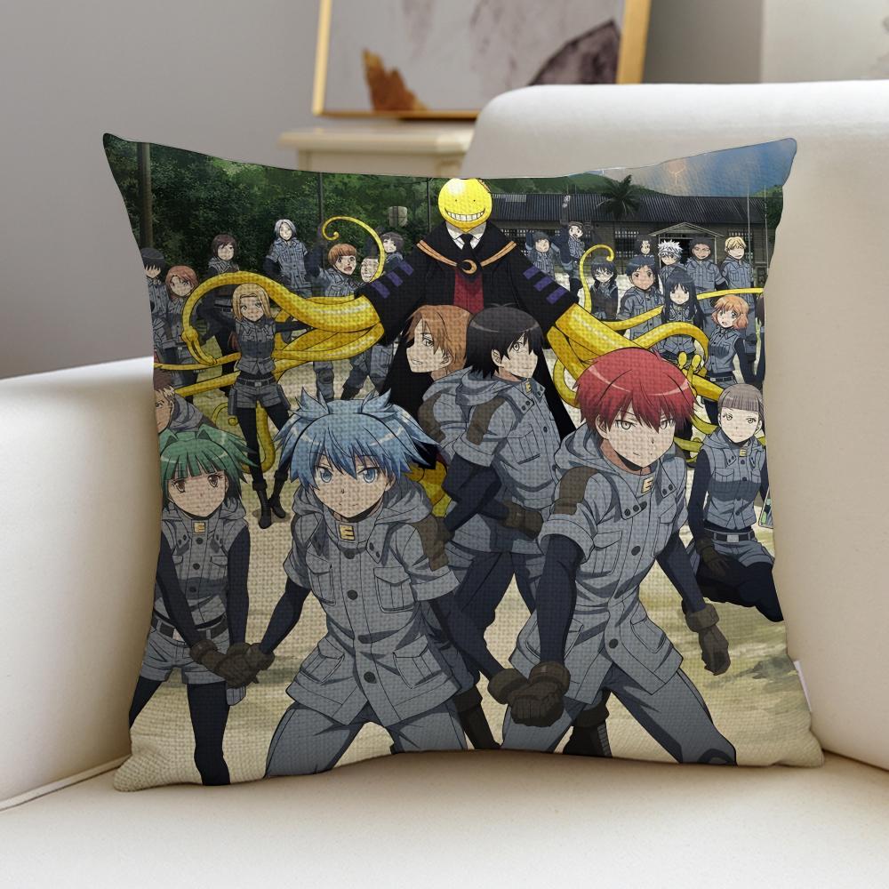 Fun AAssassination ClassroomS Cushion Cover Breathable and skinfriendly linen pillowcase square removable and washable cushion