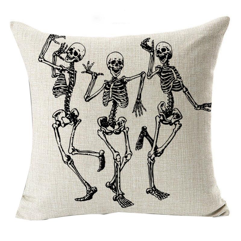 Halloween Skeleton Linen Pillow Cover Festive Home Decor Pillow Cushion Cover