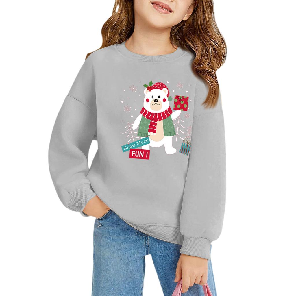 Christmas Day Girls Round Neck Pullovers For Kids Printed Baby Tops