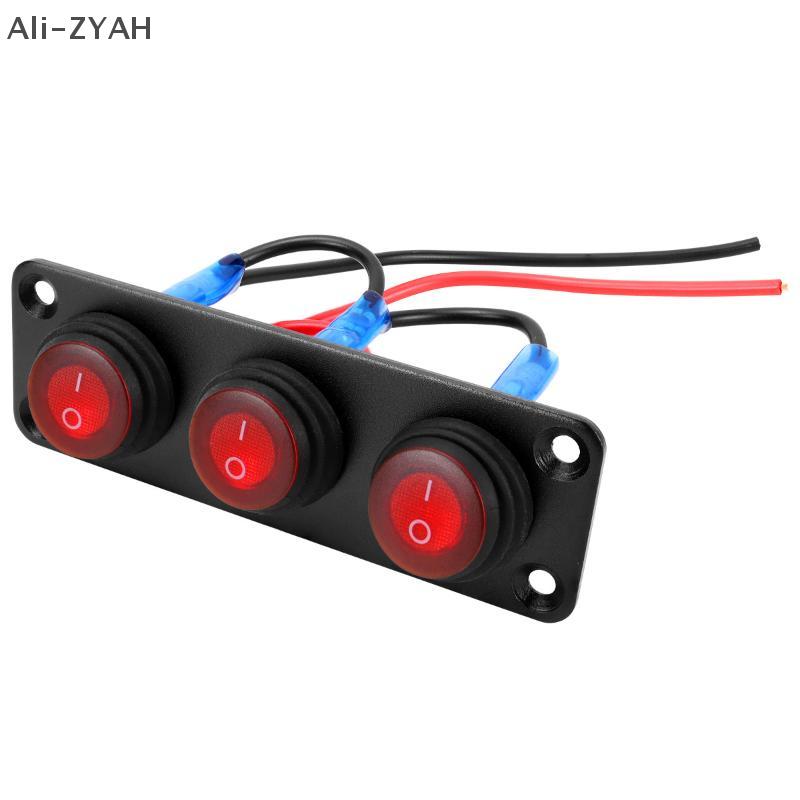 1-6 Gang Rocker Switch Panel 12V Waterproof On-Off Toggle Switches With Red LED Light For Automotive,Boat,Truck Vehicles